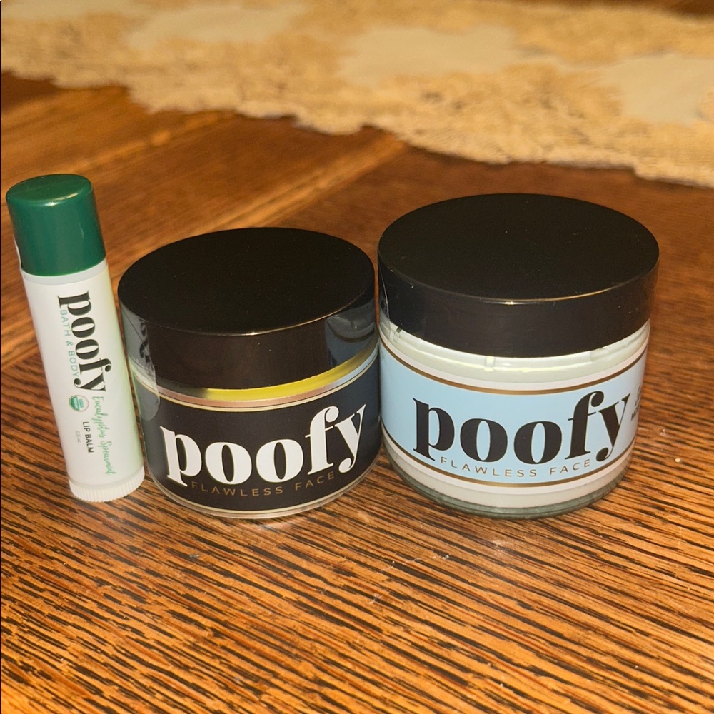 SOLD NEW Poofy Flawless Face Sensitive Moisturizer & PM moisturizer w/lip balm